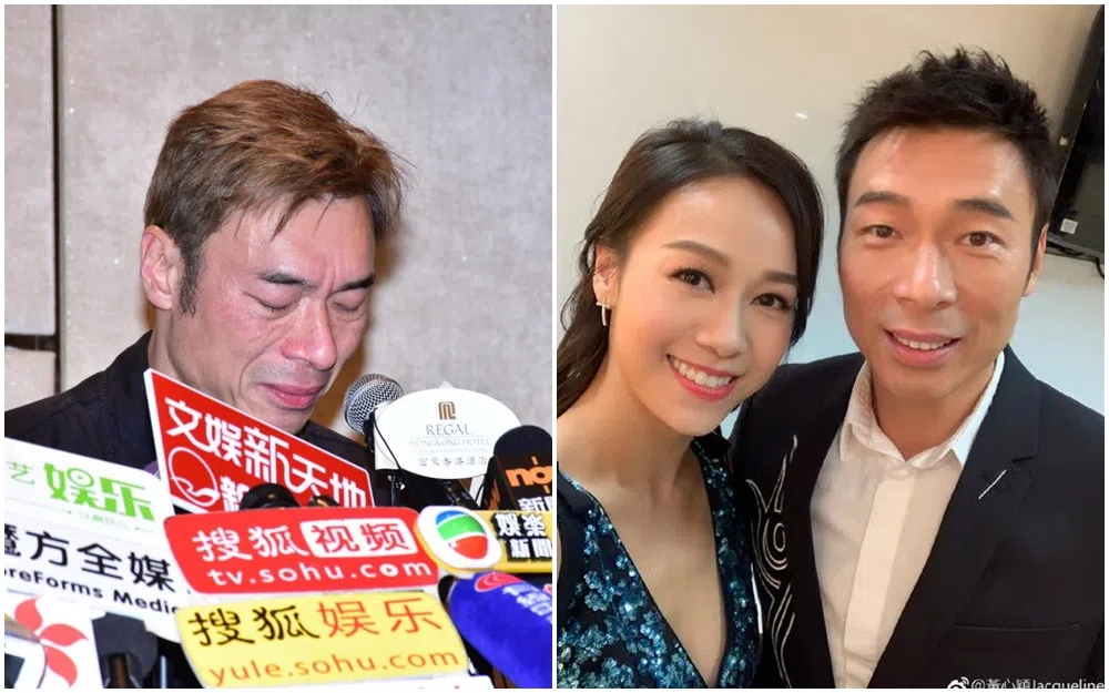 许志安（左图）为与黄心颖（右图左）出轨召开记者会。（互联网）