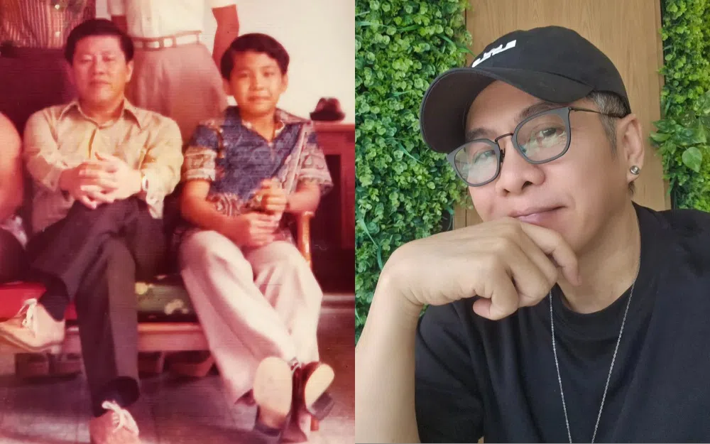 黎沸挥分享了一张童年时期与父亲的合照。（取自黎沸挥IG）