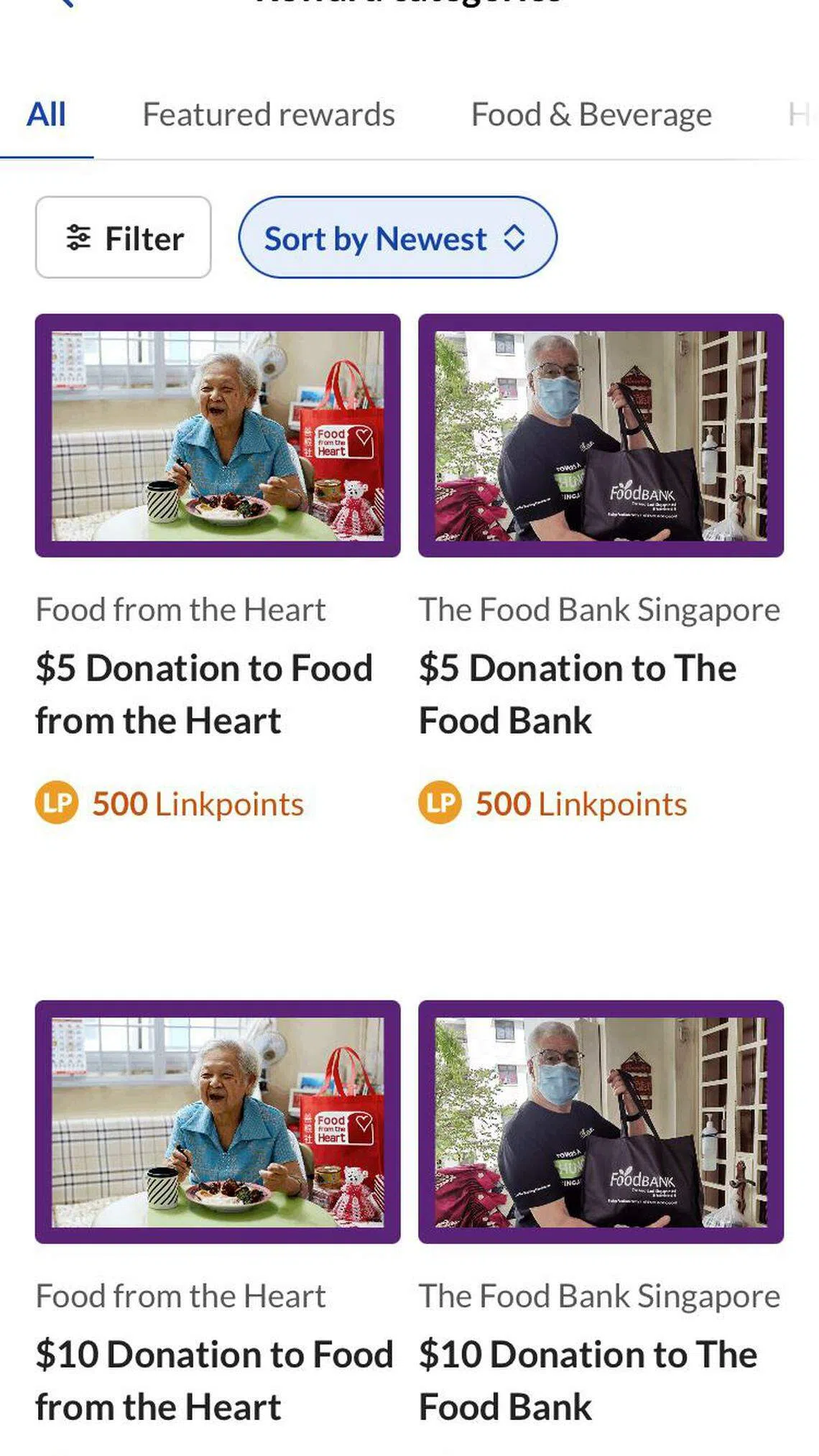 会员只需在应用中点击“奖励”（Rewards)，再点击“Do Good”类别，就可选择想要捐赠的宏惠积分以及受益机构。（手机应用截图）