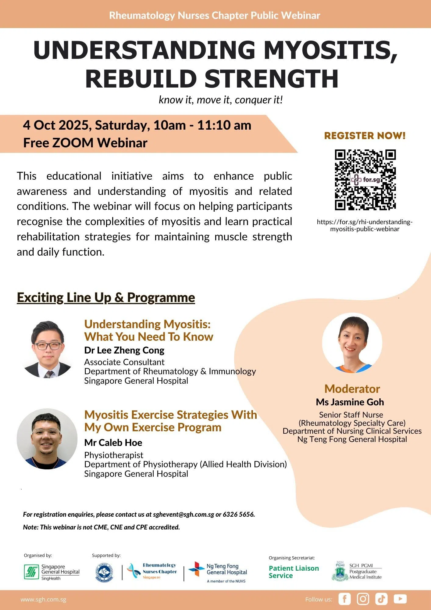 想了解肌炎及相关复健运动对策，可报名参与免费英语线上“了解肌炎，重建力量”。（新加坡中央医院提供）