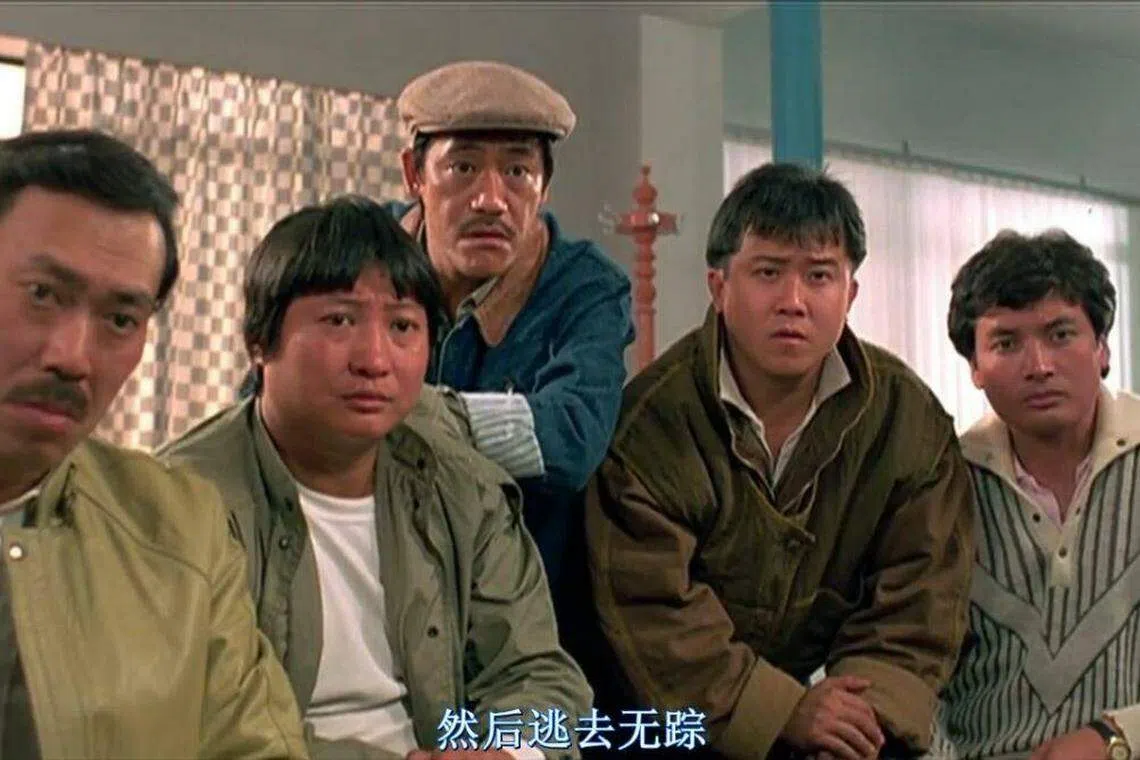 冯淬帆（左起）、洪金宝、吴耀汉、曾志伟和秦祥林主演的《五福星》大受欢迎。（互联网）