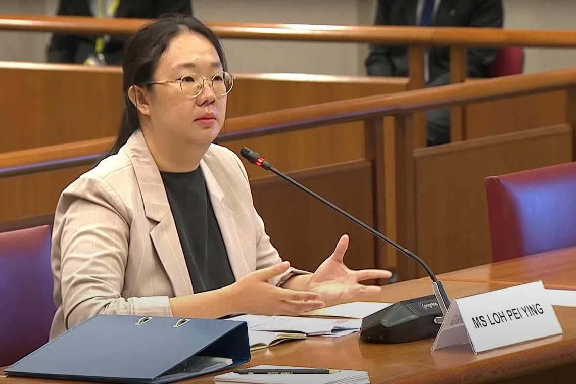 工人党前干部罗佩颖在2021年12月2日，出席针对辣玉莎撒谎事件的国会特权委员会听证会。（档案照片）