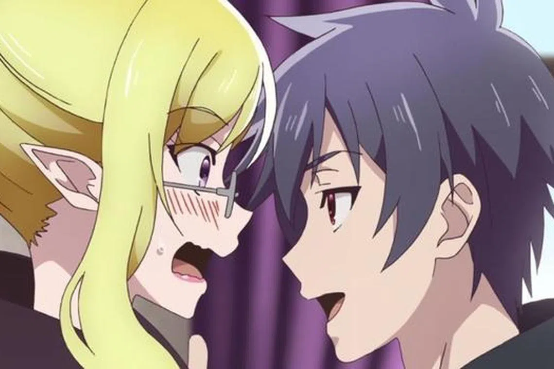 勇者雷欧（右）化名帮助四天王的魔将军修堤娜，不料修堤娜的工作量却多得离谱，雷欧必须努力提高工作效率。（互联网）