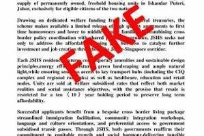 一些广告会附上伪造文件，文件上冒用我国总理和马来西亚首相的签名及官印。（新加坡警察部队提供）