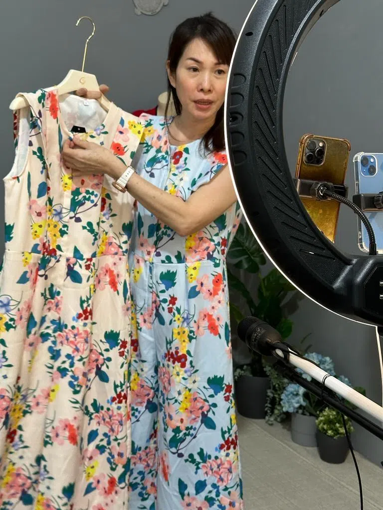 林淑君开始做直播后，发现了直播的优势，因为任何一家实体店，再怎么样热闹，也不可能在一小时内，同时吸引几十人到店里来看商品，但直播间就可以。（受访者提供）