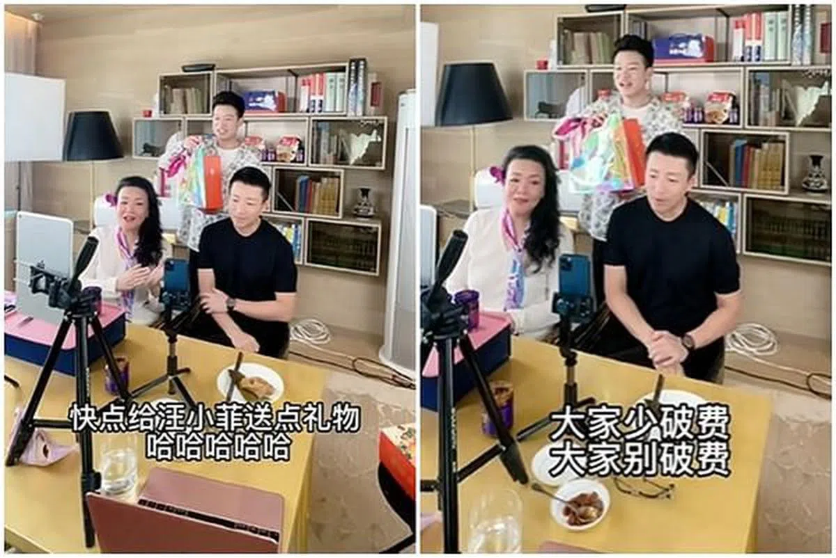 汪小菲离婚后随张兰开直播带货。（抖音截图）