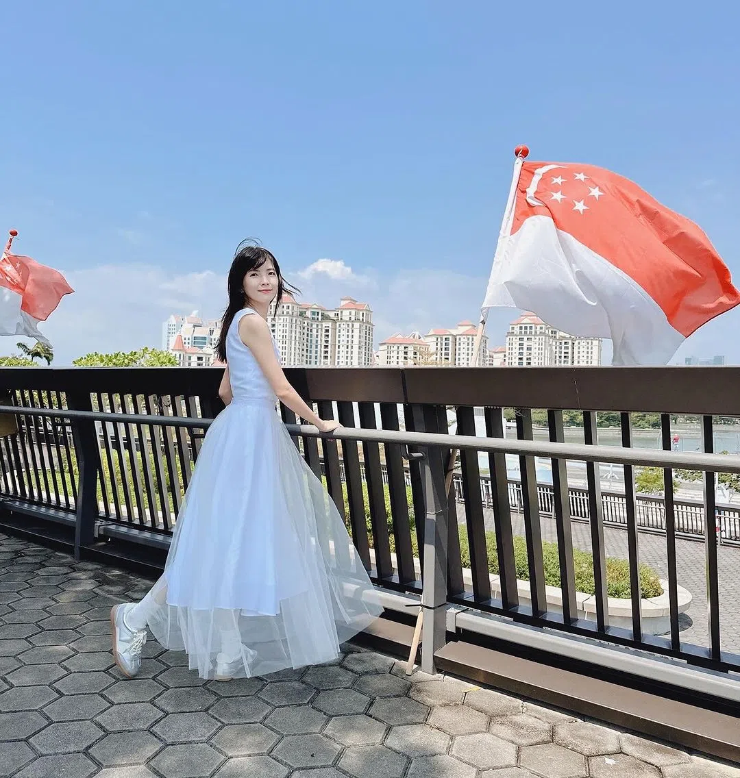 郭美美9日早上分享国庆主题美照。（取自郭美美IG）