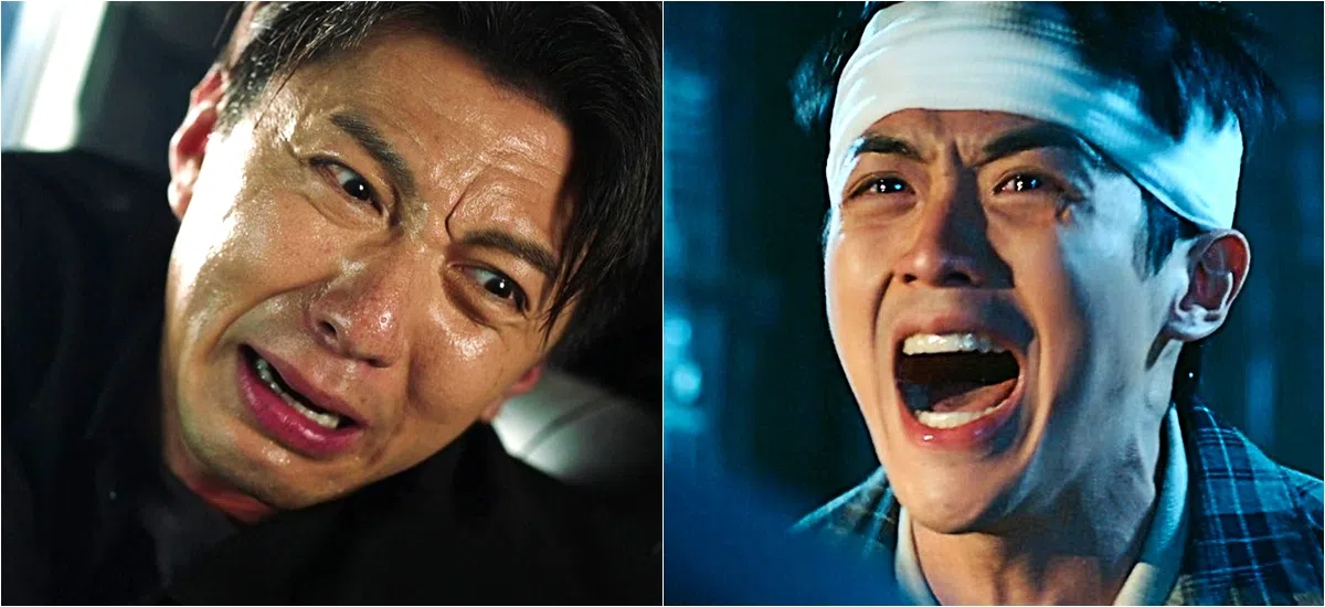 袁伟豪（左）在《反黑英雄》的表演内敛，阮浩棕在《异空感应》的爆发式演技让观众眼前一亮。（互联网）