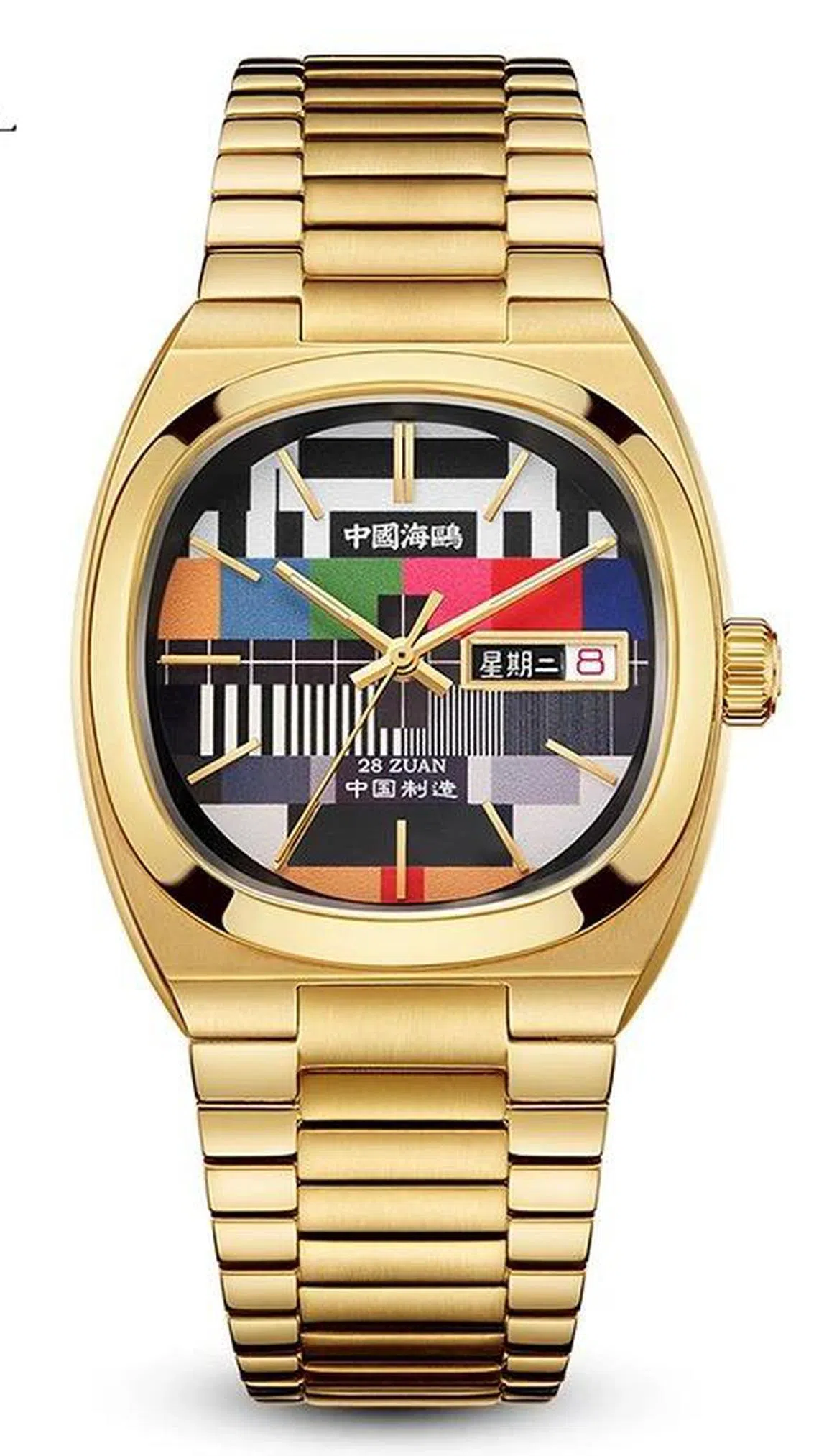 海鸥“电视机腕表”，大胆的设计语言展现出品牌对潮流的敏锐捕捉。（互联网）