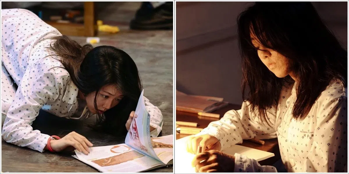 颜卓灵饰演的乔子珊初登场时头发凌乱、神情恍惚，半边脸因烧伤而严重毁损。（取自艺人IG）