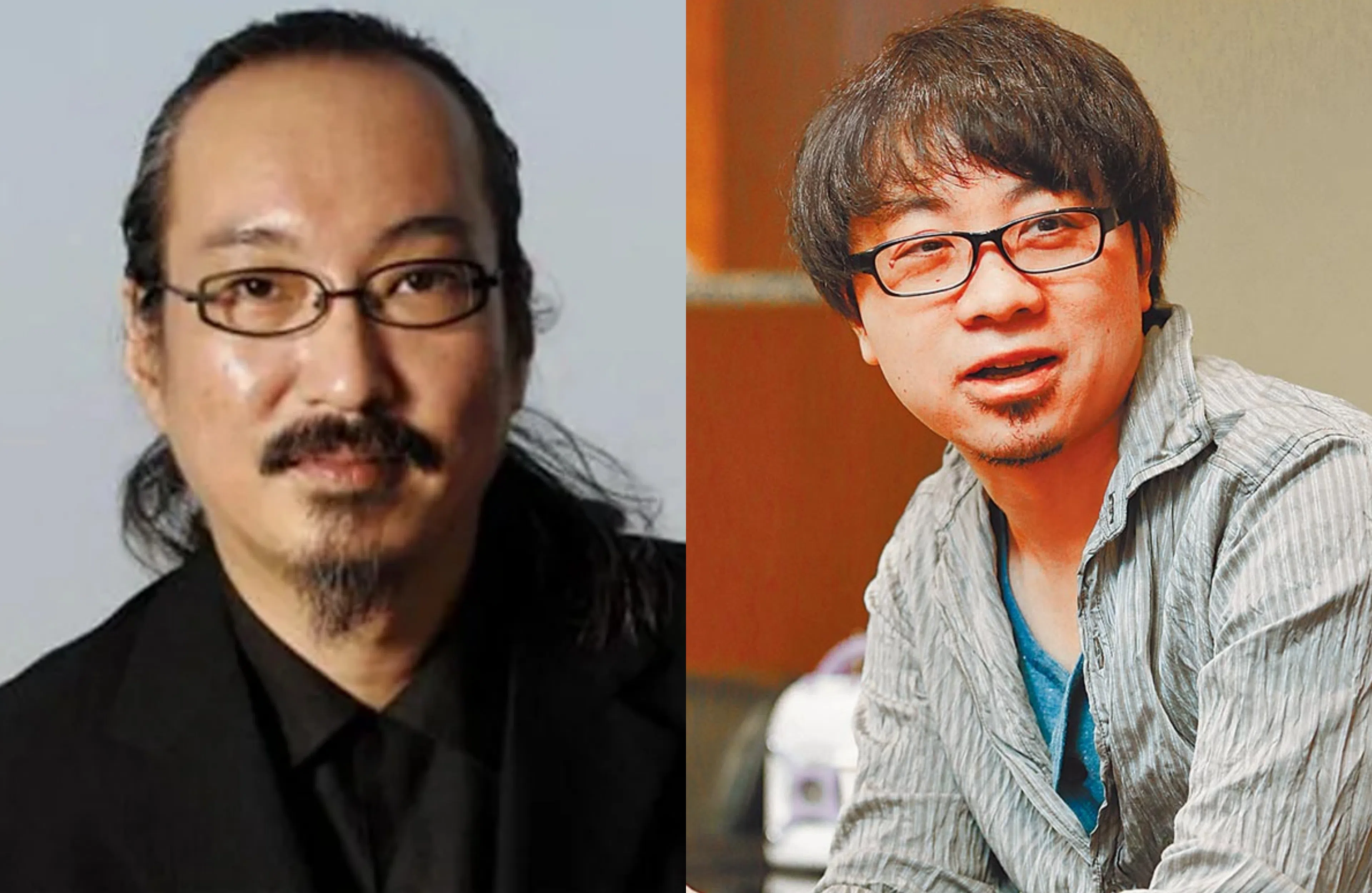 已故日本动画教父金敏（左图）和新海诚，是吴启忠最爱的日本动画大师。（互联网）