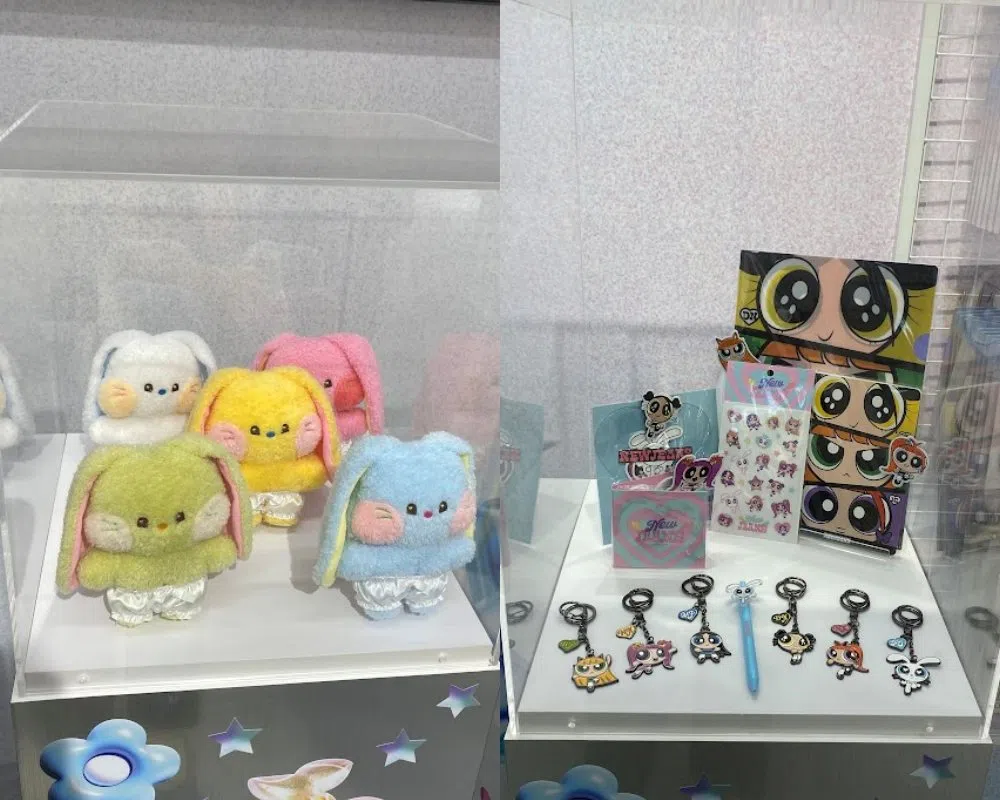 快闪店售出的商品包括Bunini（左图）和The PowerPuff Girls（右图）与NewJeans合作的商品。 （李佳轩）