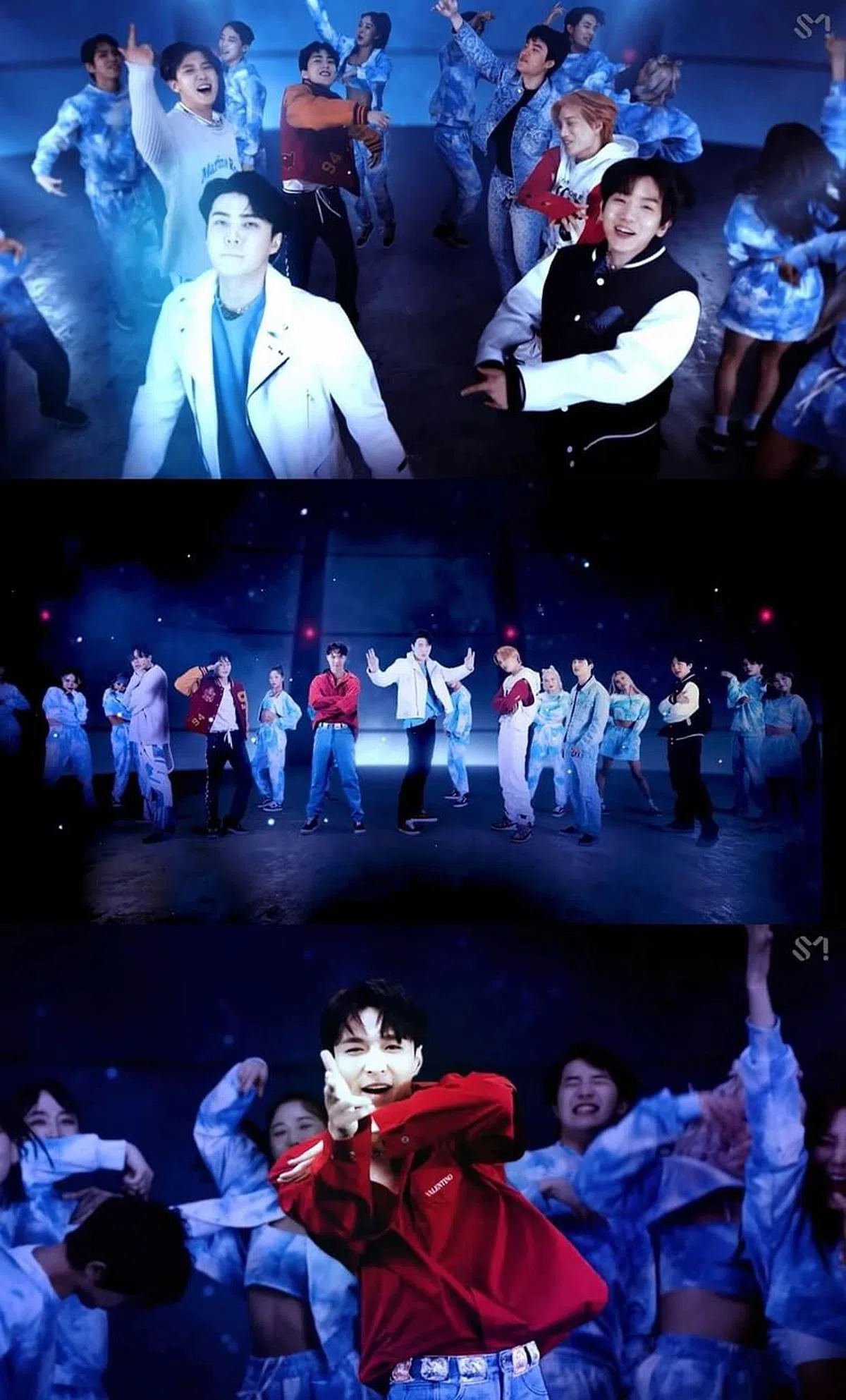 EXO新歌MV的团体画面中不见张艺兴，他（下图）只在跳舞时才出现，被怀疑是后制补上去的。（互联网）