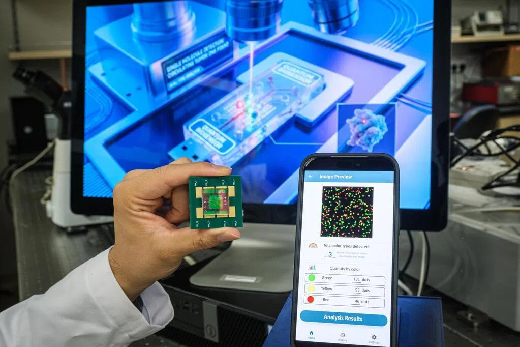 南洋理工大学科研团队研发出人工智能（AI）支持的生物晶片，20分钟内就能检测出癌症和心脏病等疾病的基因标记。