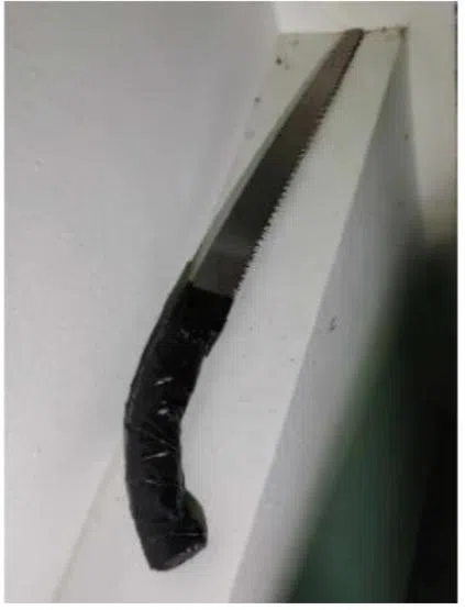 警方起获被告和同伙使用的武器。（取自法庭文件）