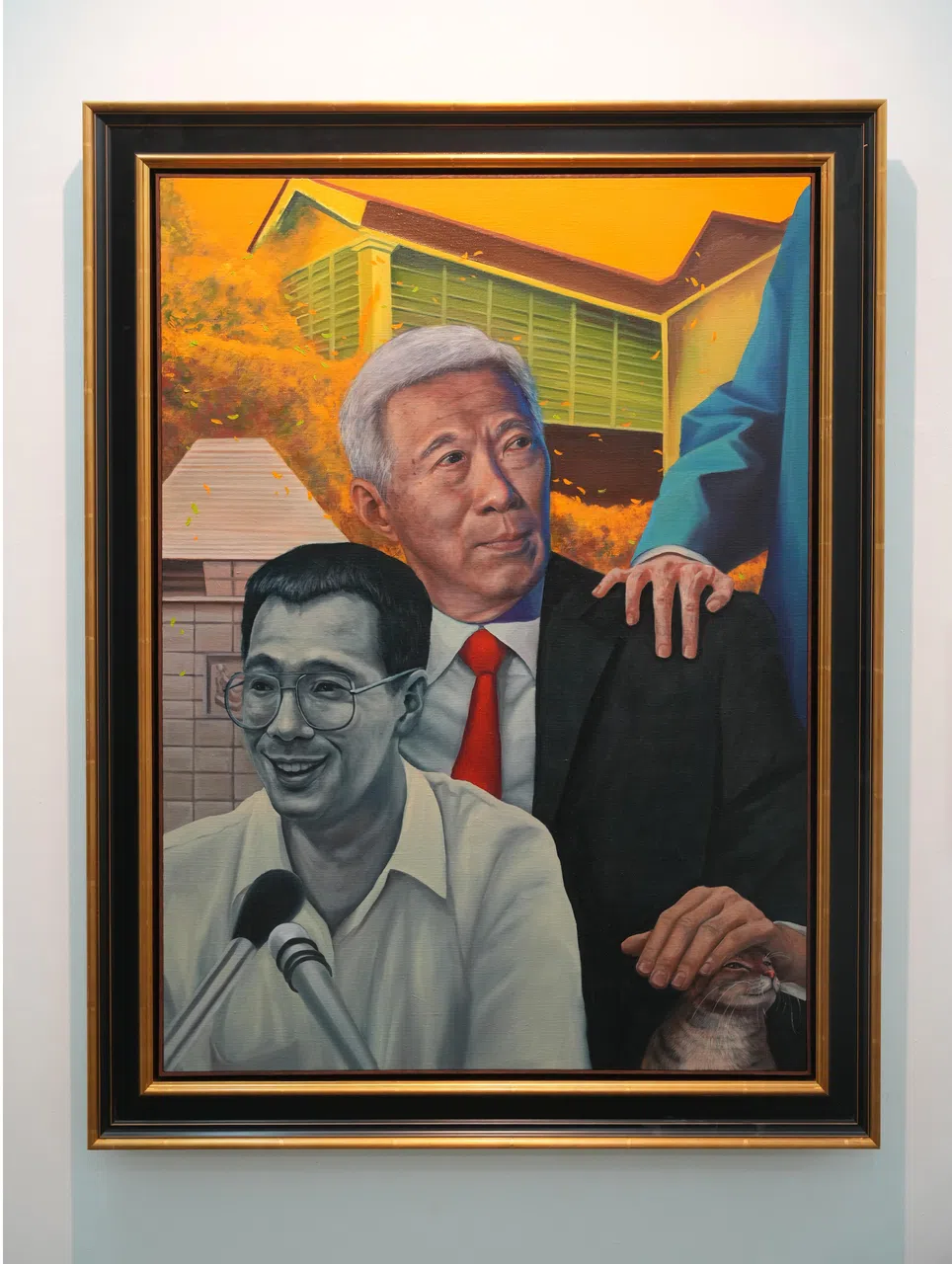陈建伟画的国务资政李显龙肖像画《干得好》。（谢智扬摄）