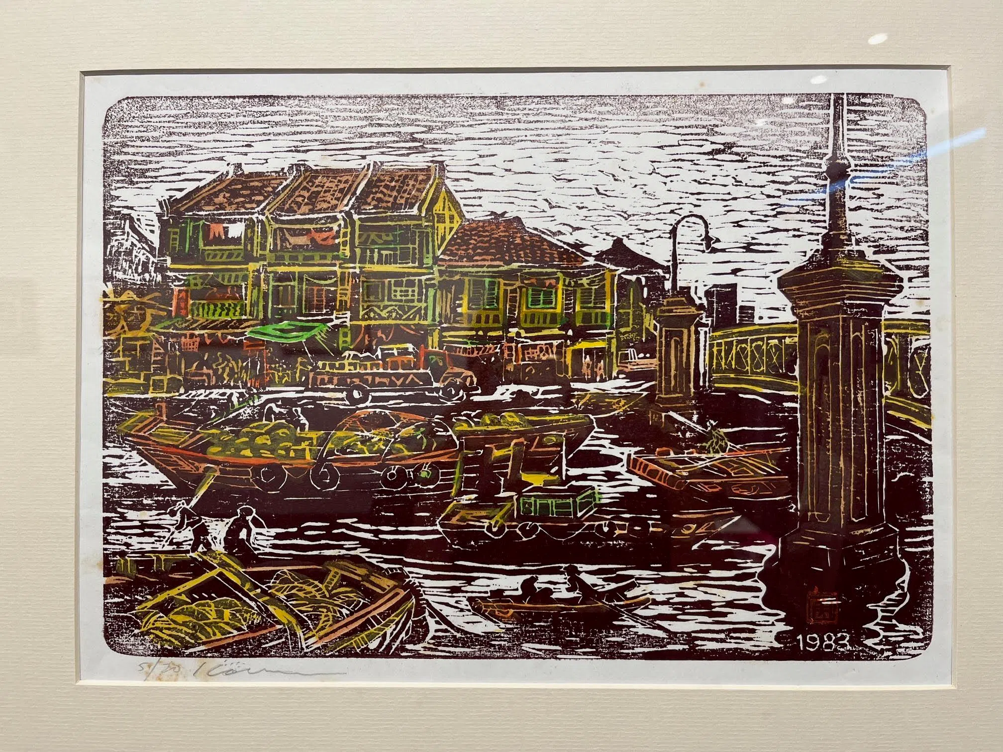 许锡勇版画《新加坡河》（1983）。（画廊提供）