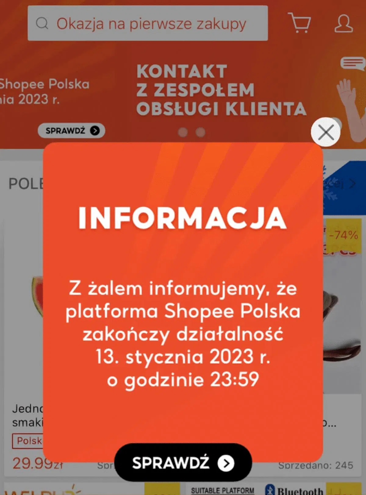 虾皮在波兰的站点于2023年1月13日正式关闭，意味着虾皮正式退出欧洲市场。（互联网）