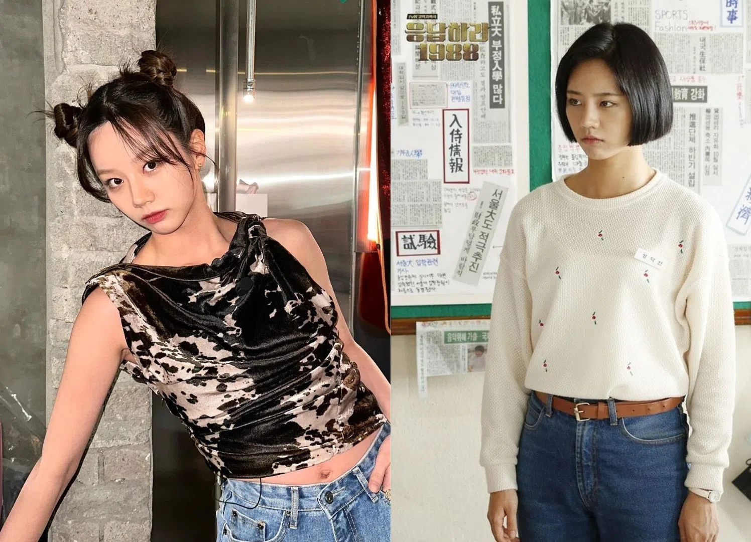 李惠利在《请回答1988》饰演大大咧咧的成德善（右），一头短发，人见人爱。（互联网）