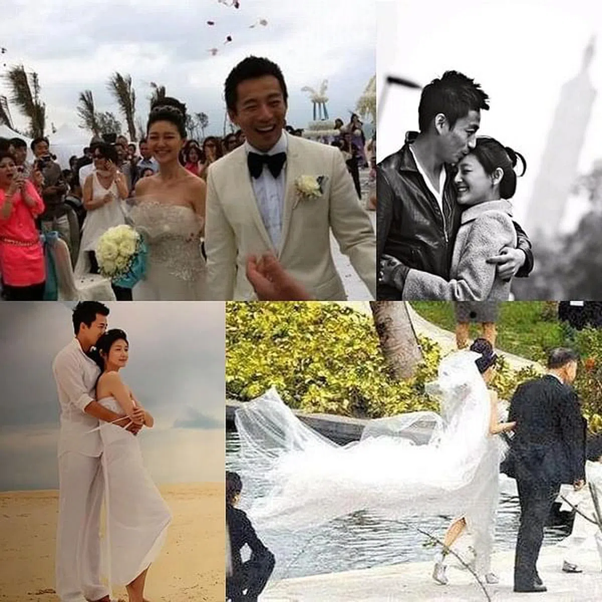 婚礼当天大风来乱，但吹不散一对新人对美好婚姻的憧憬。（互联网）