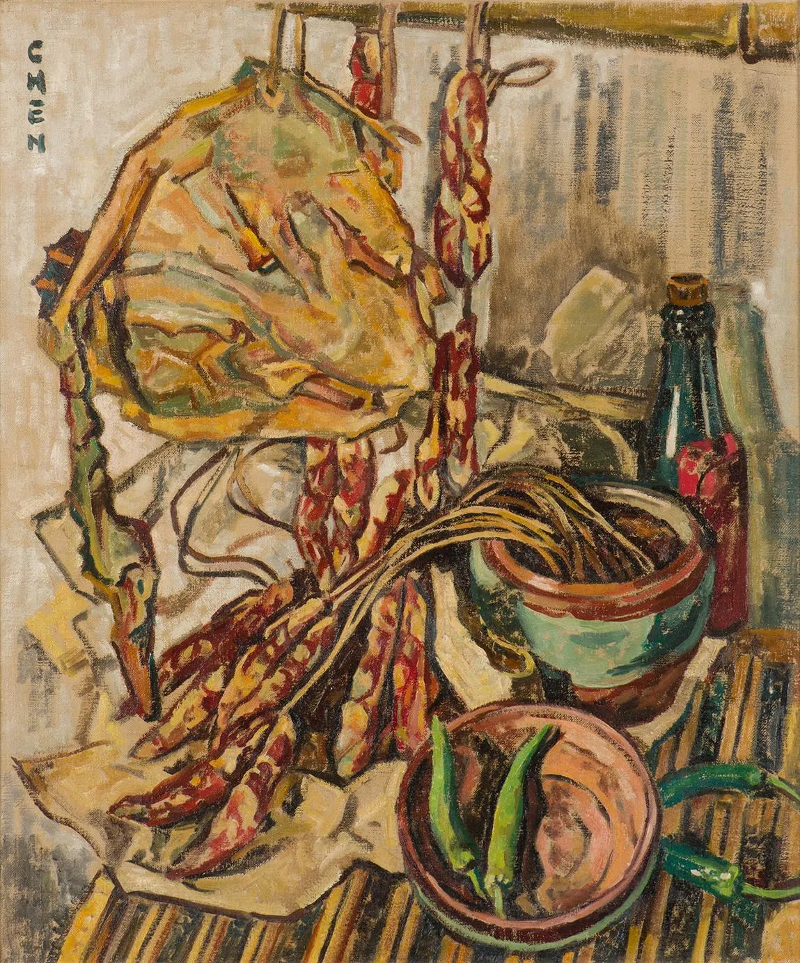 张荔英油画《腊肠腊鸭》（1941）。（国家美术馆提供）