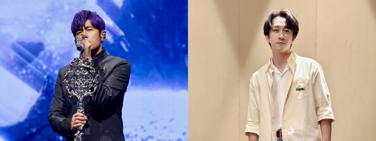 周杰伦（左）和陈汉典分别因僵直性脊椎炎、扁平足免役。（取自艺人IG）