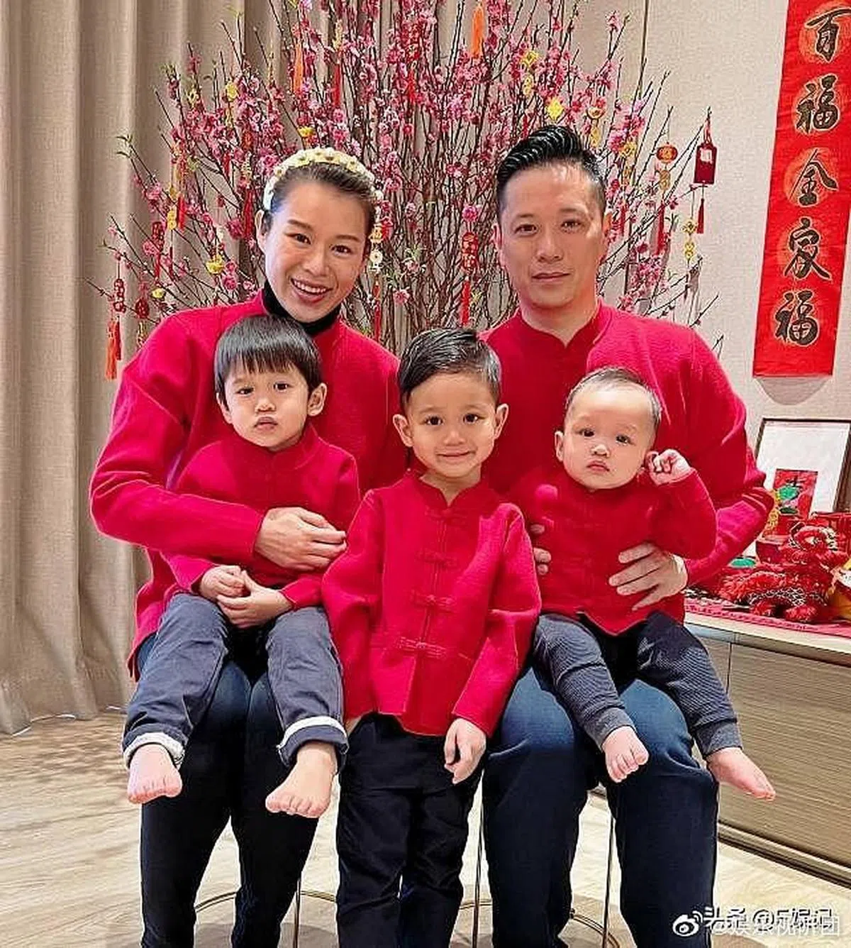 胡杏儿和老公李乘德育有三个精灵可爱的宝贝儿子。（互联网）