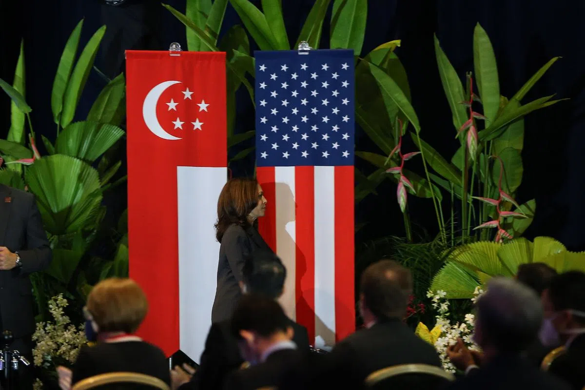 哈里斯8月24日发表演讲，阐述美国对印太地区的重视。（海峡时报）