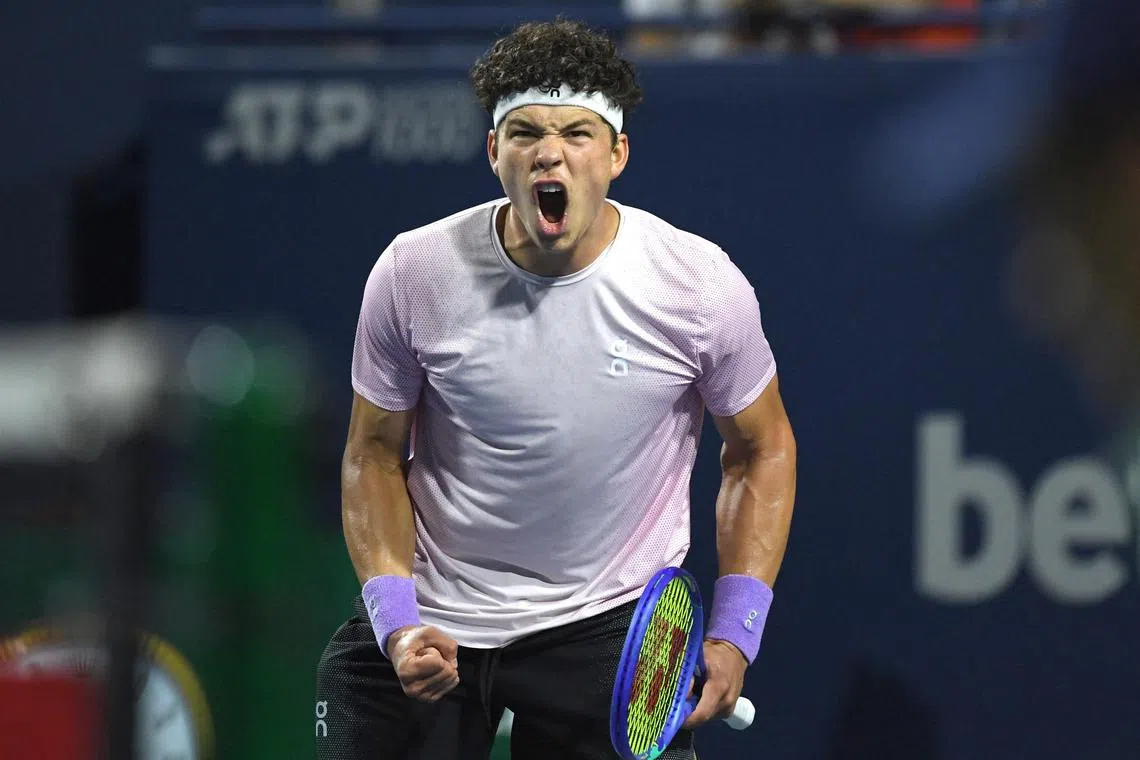 美国选手谢尔顿同样是在落后的情况下逆转对手，夺得这一届加拿大公开赛的男单冠军。（路透社）