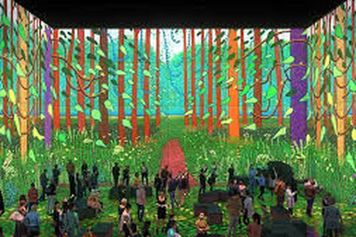 观众可以从大卫·霍克尼的视角，沉浸式感受他的作品。（互联网）