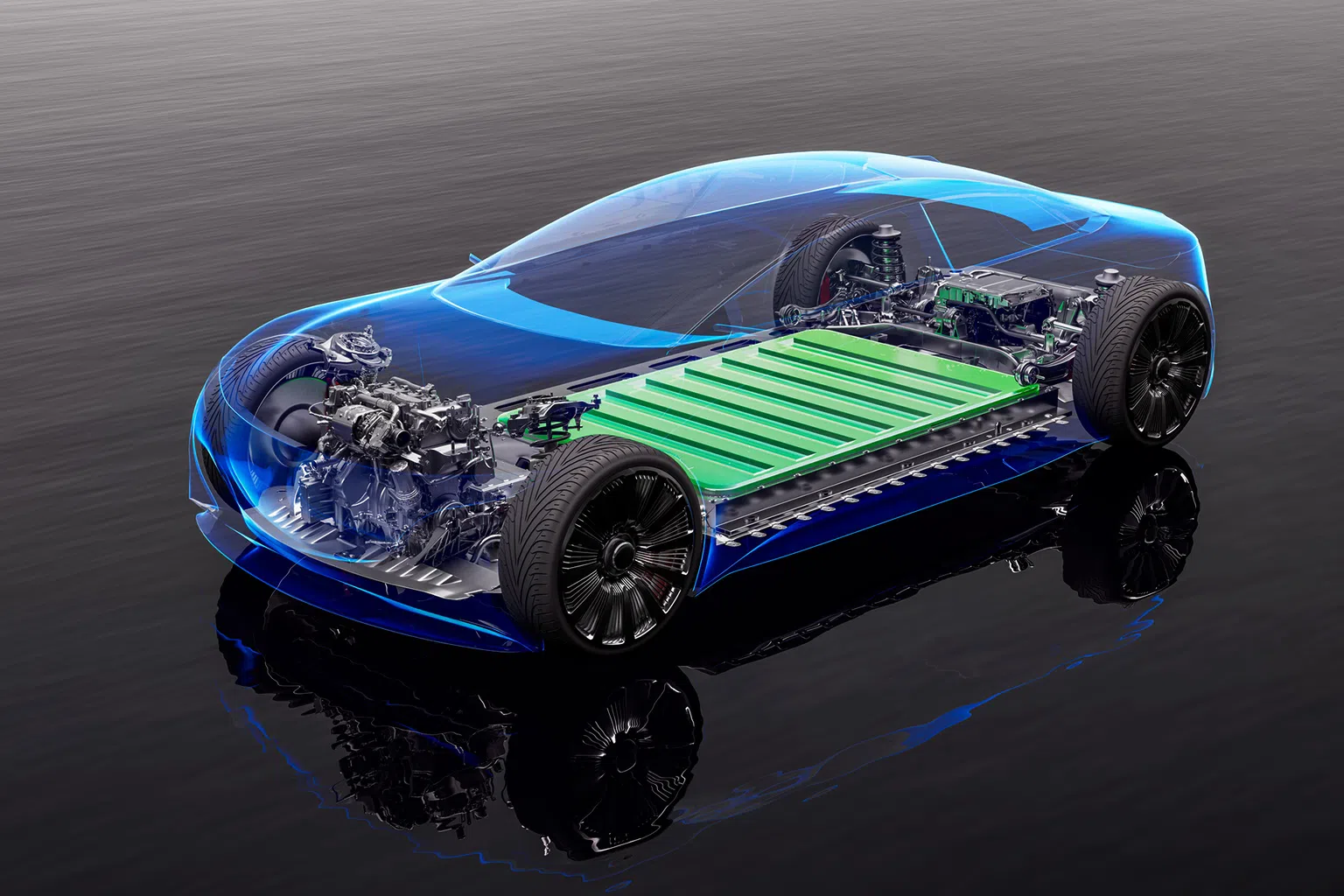 由于电动车的电池非常重，所以被固定在车子的底盘，以获得更好的重量分配。（图/Getty Images）