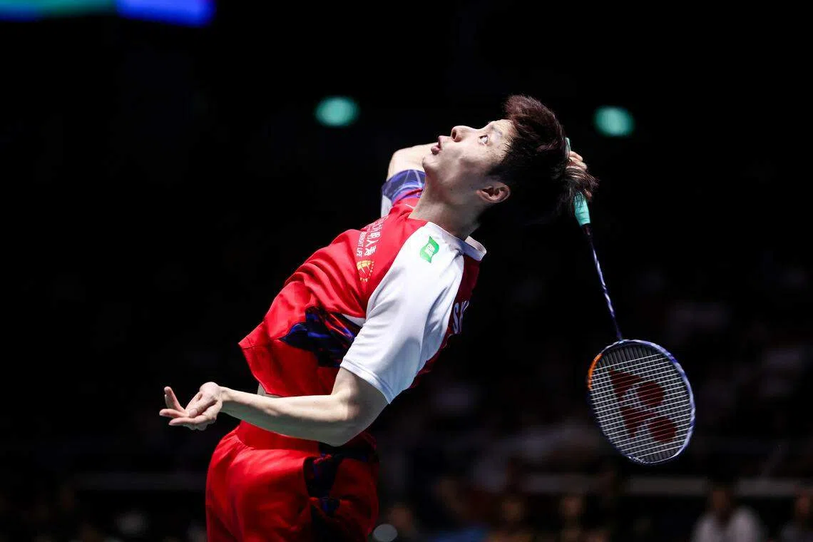 世界第二的石宇奇首次夺得新加坡站冠军。（白艳琳摄）