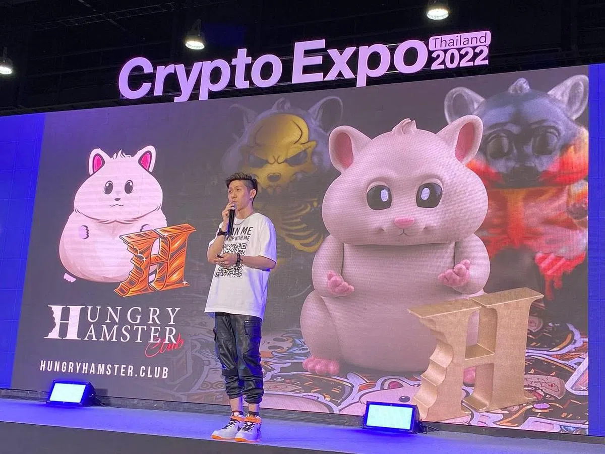 林国雄受邀到泰国分享NFT加密艺术。（受访者提供）