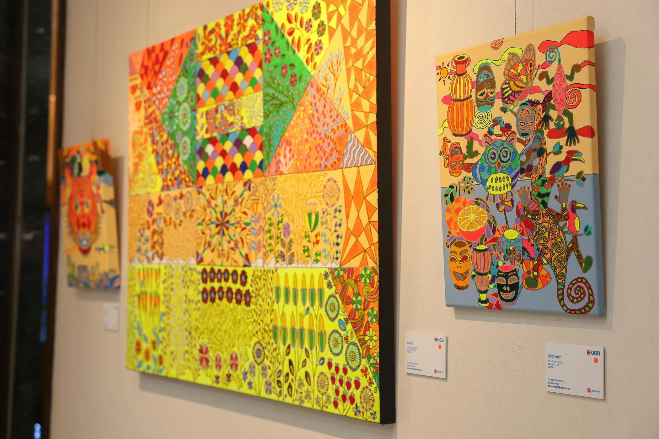 画家曾义个展的部分作品。（大华银行提供）