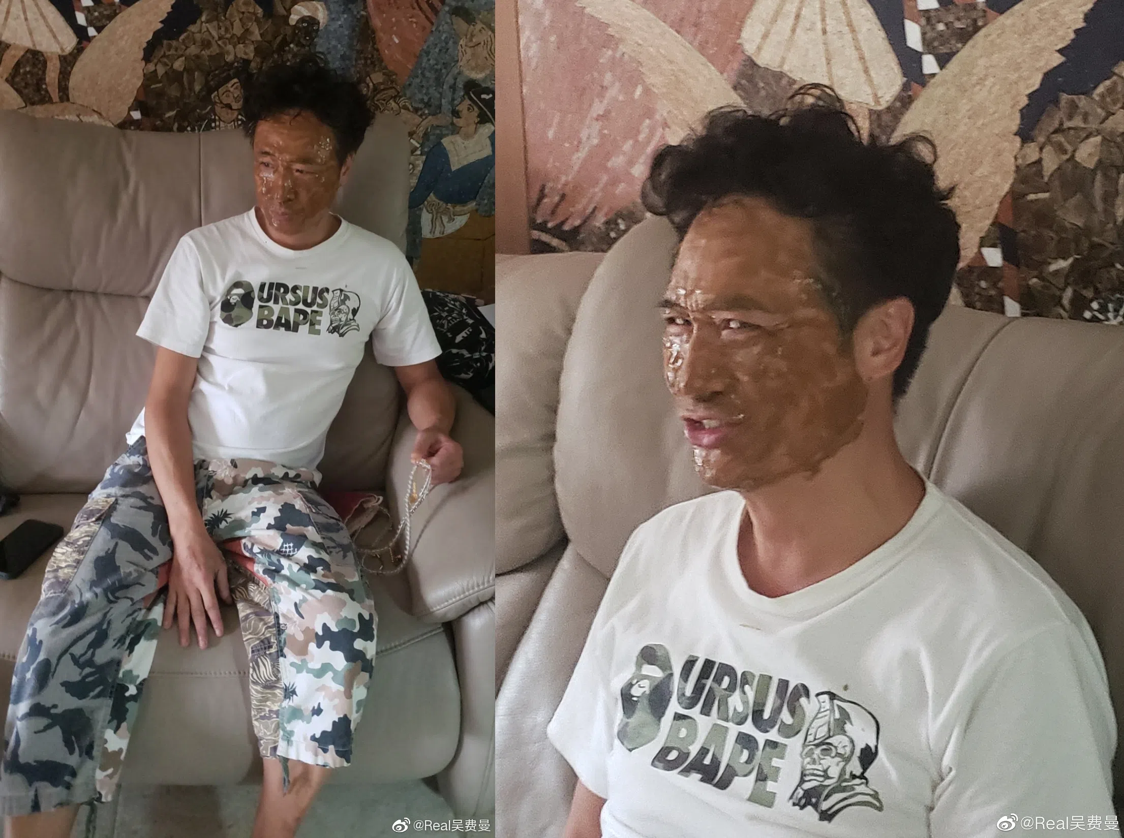 费曼在微博公开吴镇宇的丑照。（取自艺人微博）