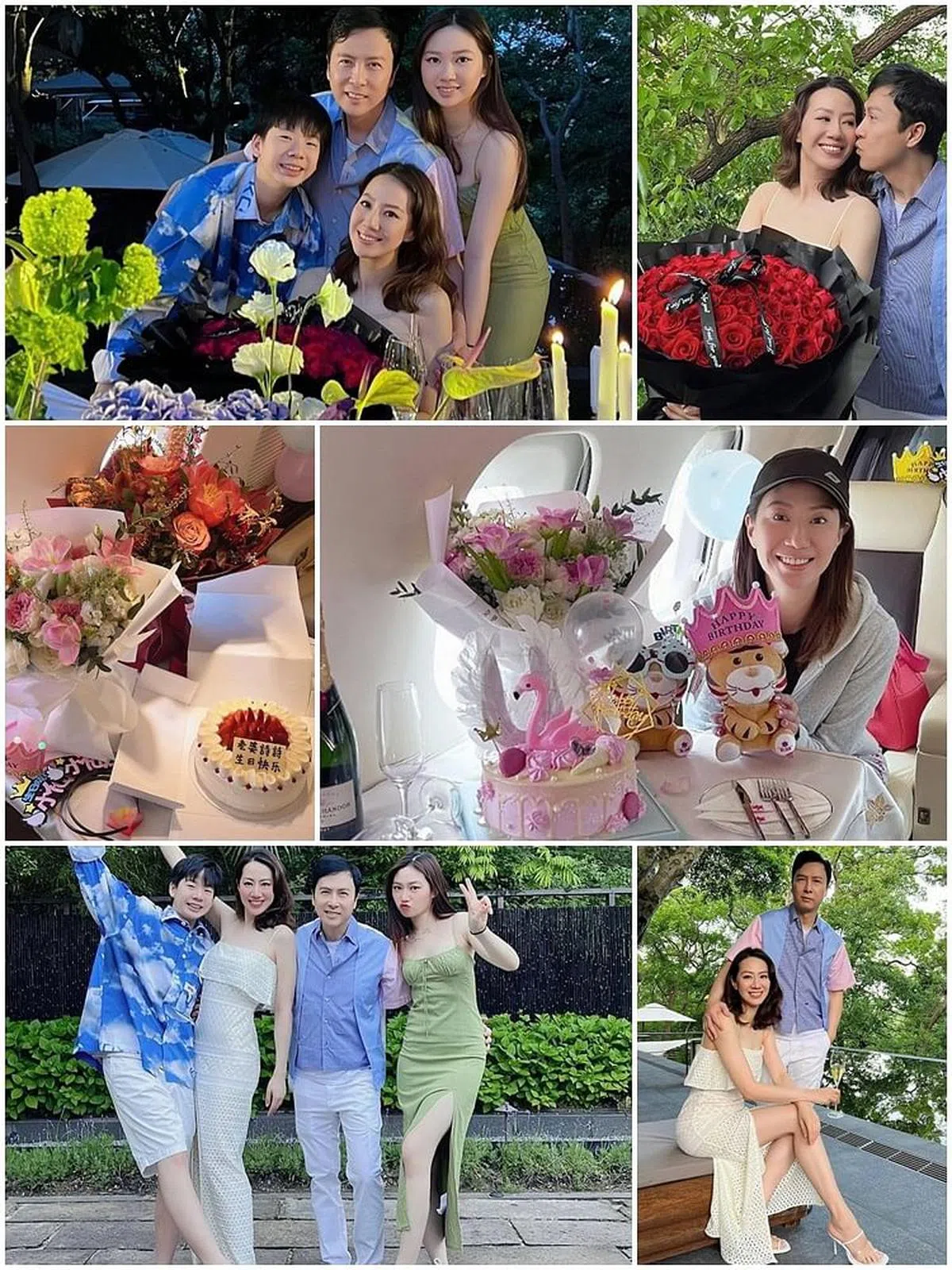 汪诗诗晒出甄子丹为他准备的庆生派对和全家福图，幸福感逼人而来。（取自IG）