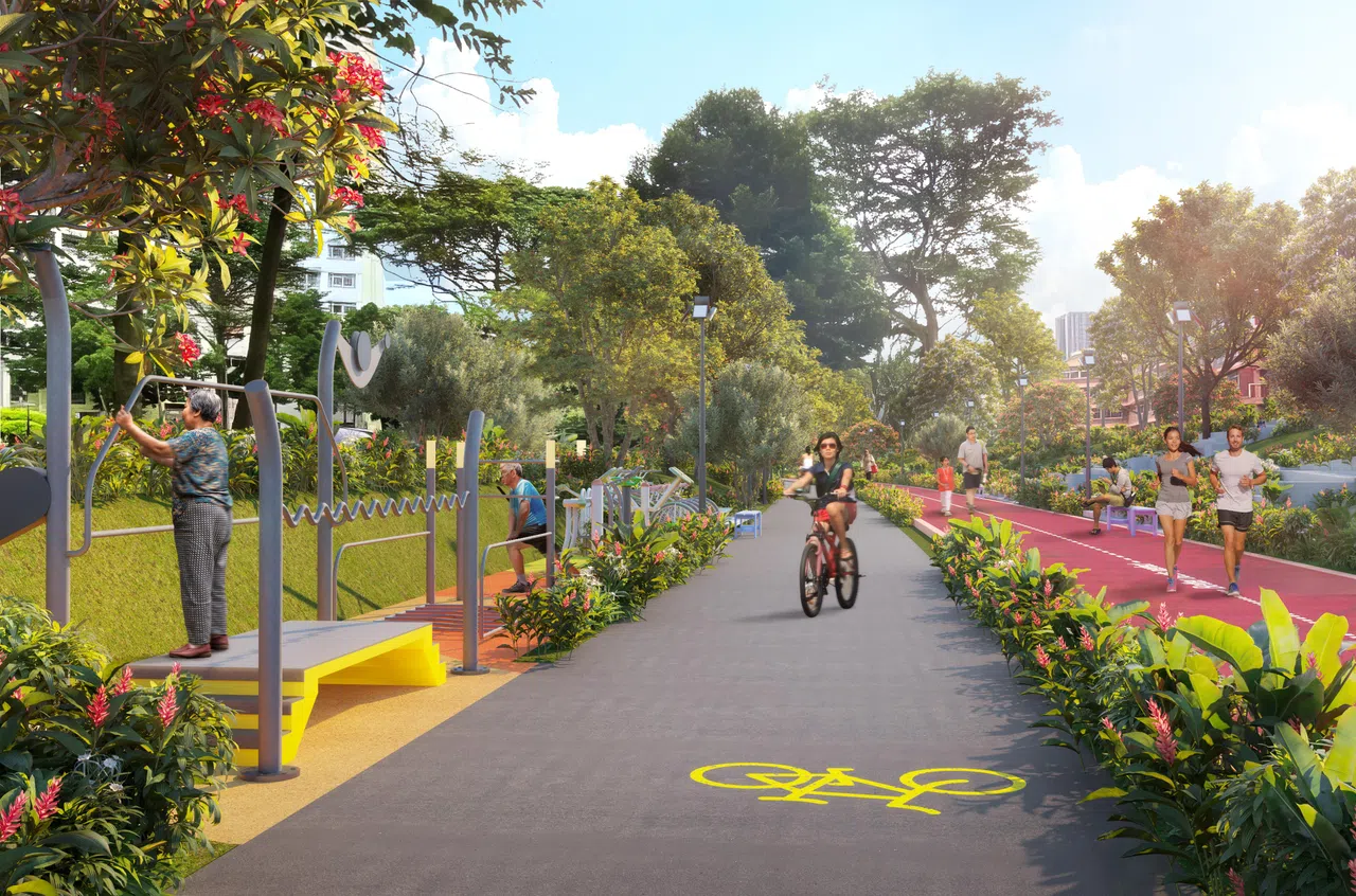 亚历山大—女皇大道公园连道将增设新一代的健身器材。（建屋发展局构想图）