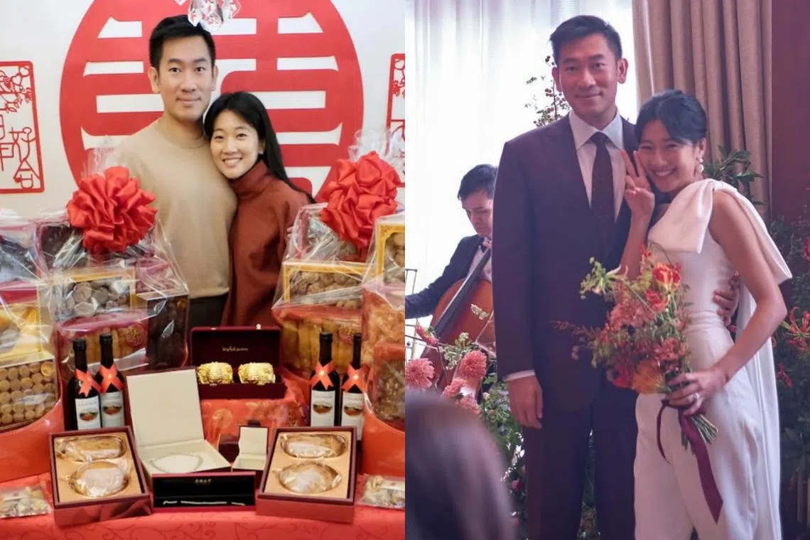 郑瑶（图右）已在2024年9月和学霸男友注册结婚，预计蛇年补办婚礼。（取自郑瑶IG）