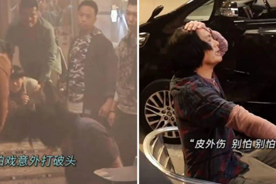 周润发被打破头，还冷静地安抚大家。（互联网）