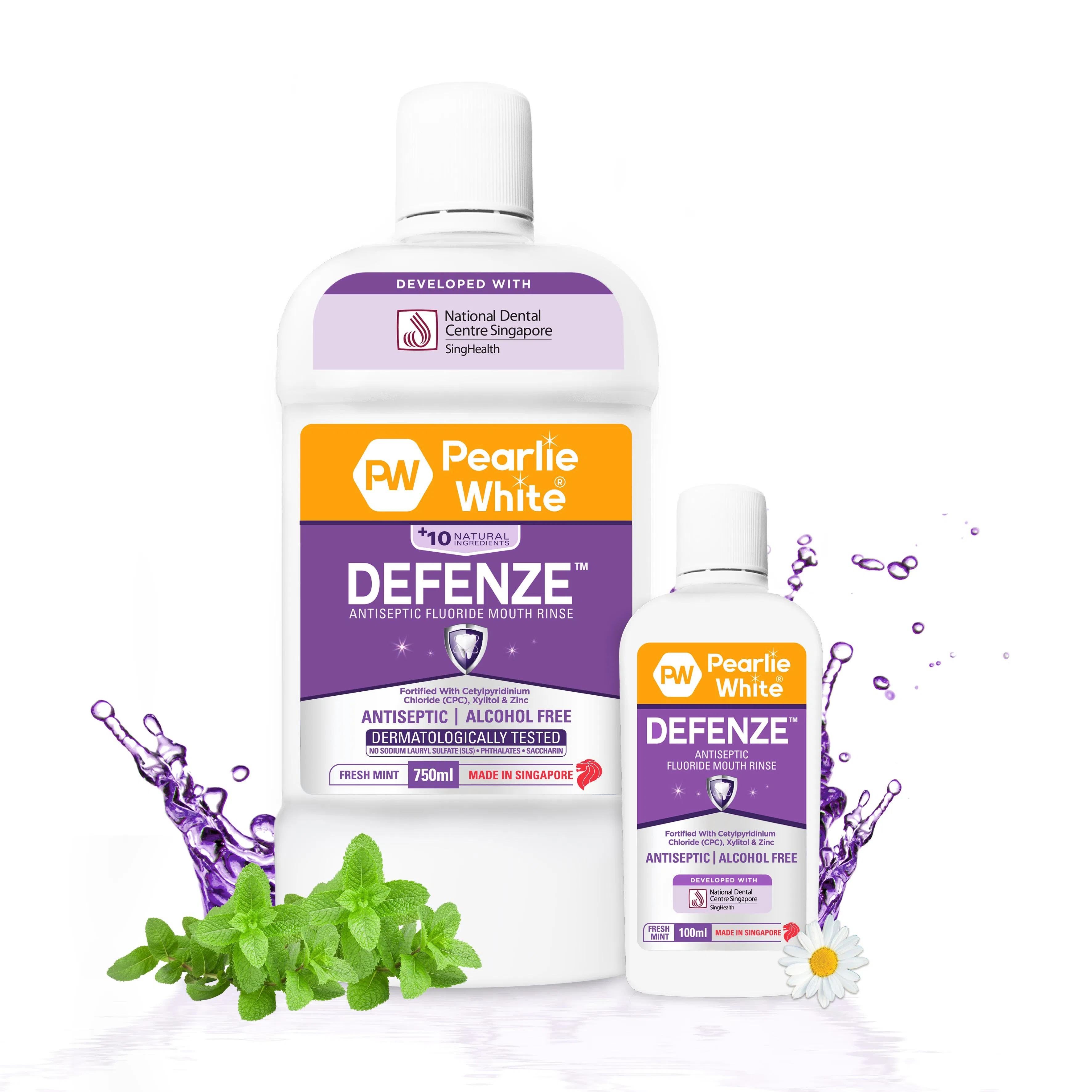 本地研发的Pearlie White Defenze Antiseptic Fluoride漱口液，可有效减少口腔中的细菌和病毒，包括冠病病毒。（商家提供）