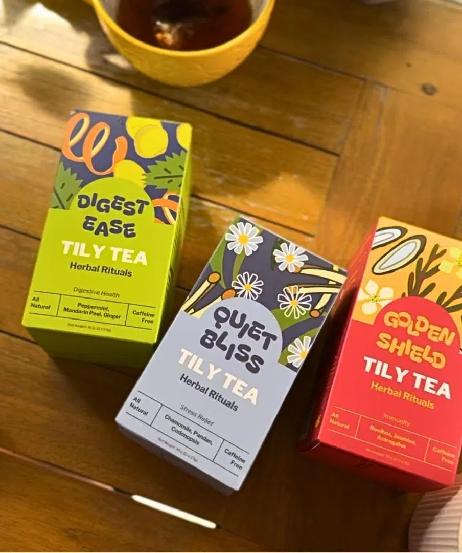 本地精品草药茶品牌Tily Tea的“草药仪式”养生系列，三种草药配方功效各异。（品牌提供）