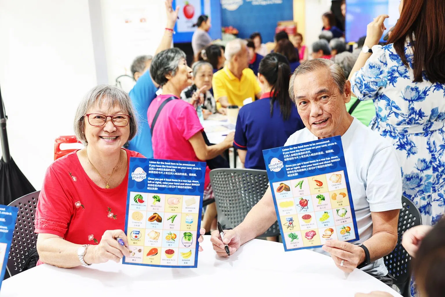 在“蛋白质行动”社区活动中，长者参与互动游戏，认识不同蛋白质来源，并在轻松氛围中建立日常饮食的选择意识。（平价集团提供）