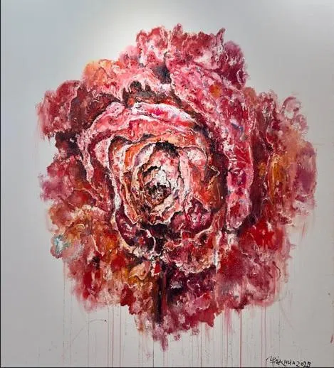 华庆油画《宇宙是一朵巨大的花朵》。（南蛮艺苑提供）