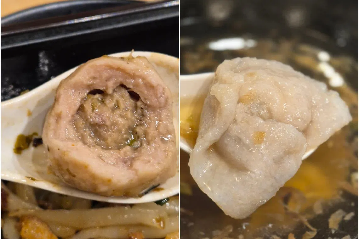 手工福州肉丸（左）和潮州鱼丸味道不错。（陈爱薇摄）
