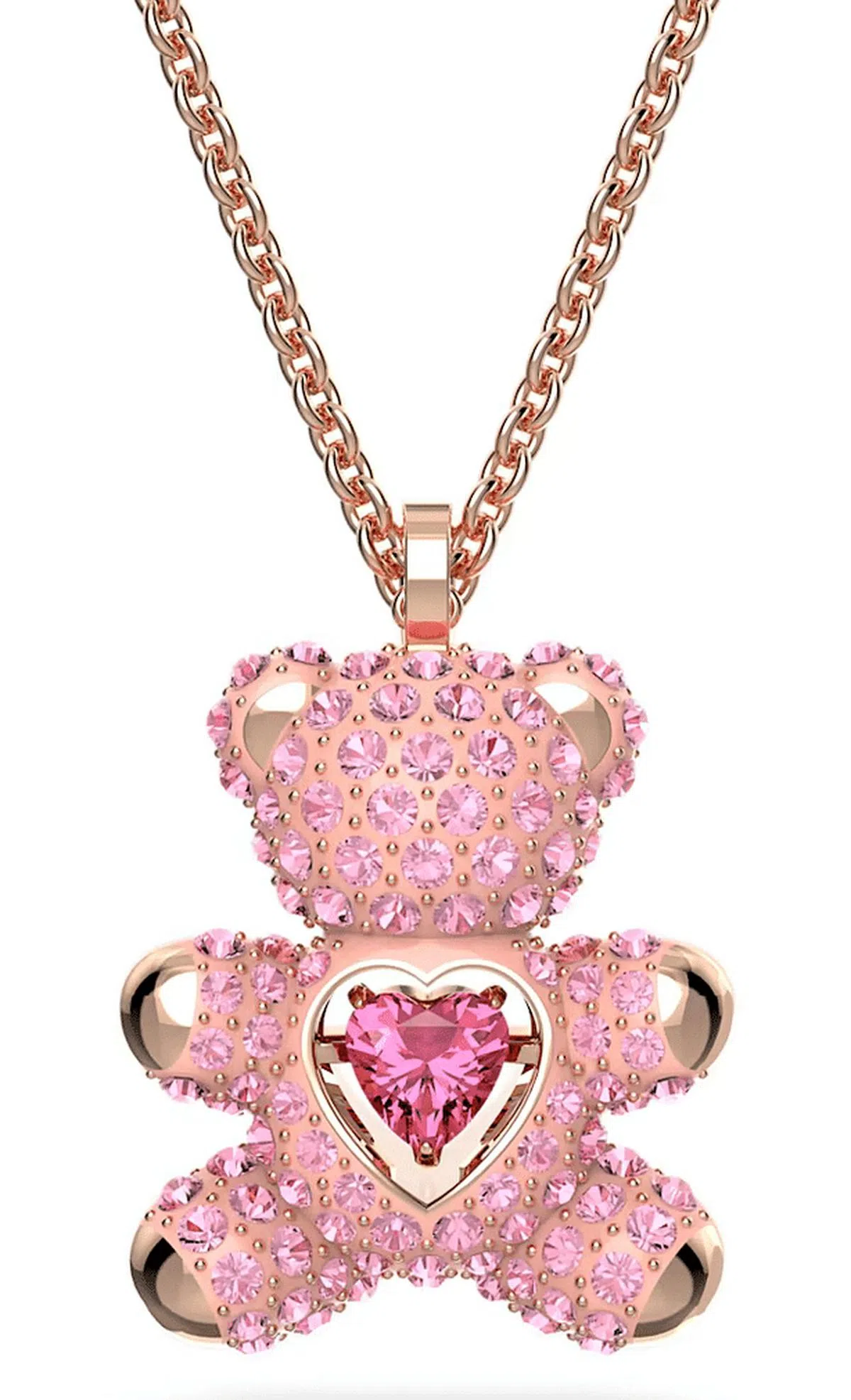 施华洛世奇的粉红小泰迪熊吊坠。（品牌提供）