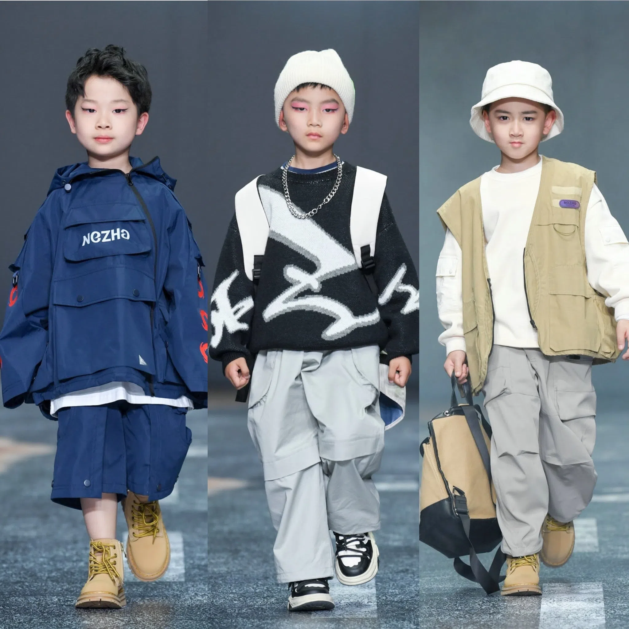 哪吒的朝气在现代时空变成小男孩的潮气。（取自中国国际时装周网站）