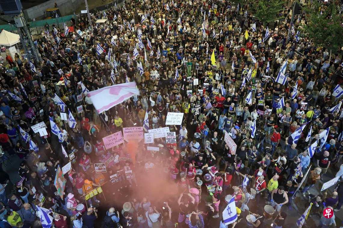 以色列数百人示威抗议政府未能让人质重获自由| 联合早报