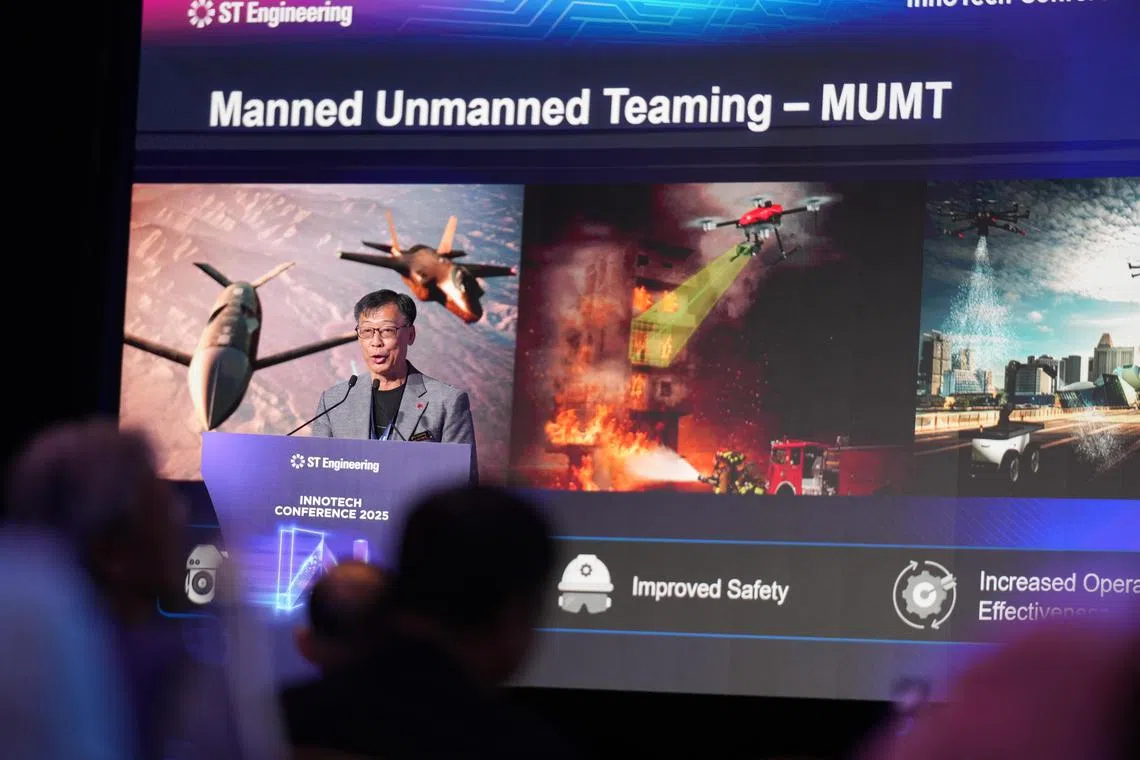 新科工程数码系统总裁刘展鹏介绍说，MUMTOS最初源于国防与公共安全需求，但如今已拓展至农业等民用领域。（谢智扬摄）