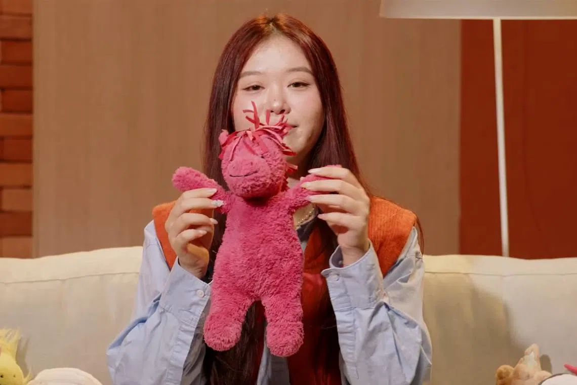 小河马玩偶是河粉的第一只Jellycat玩偶，她为它起名“嬉皮”，因为小河马的表情是个笑脸，组合在一起就是“嬉皮笑脸”。（视频截图）
