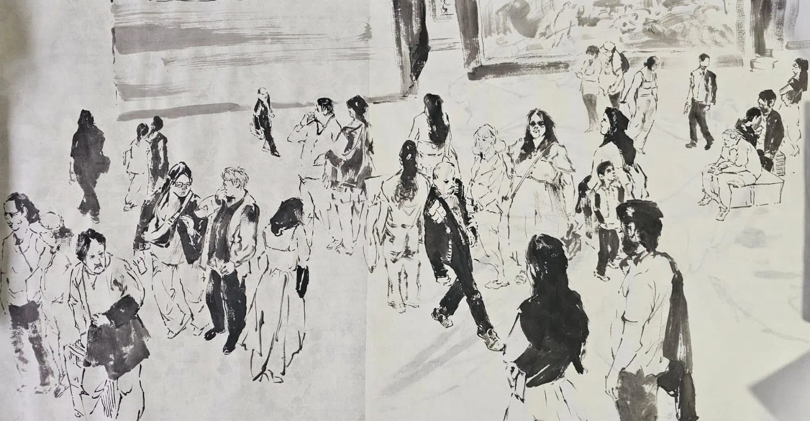 林家雄从巴黎回新后创作，尚未完成的手稿。（受访者提供）